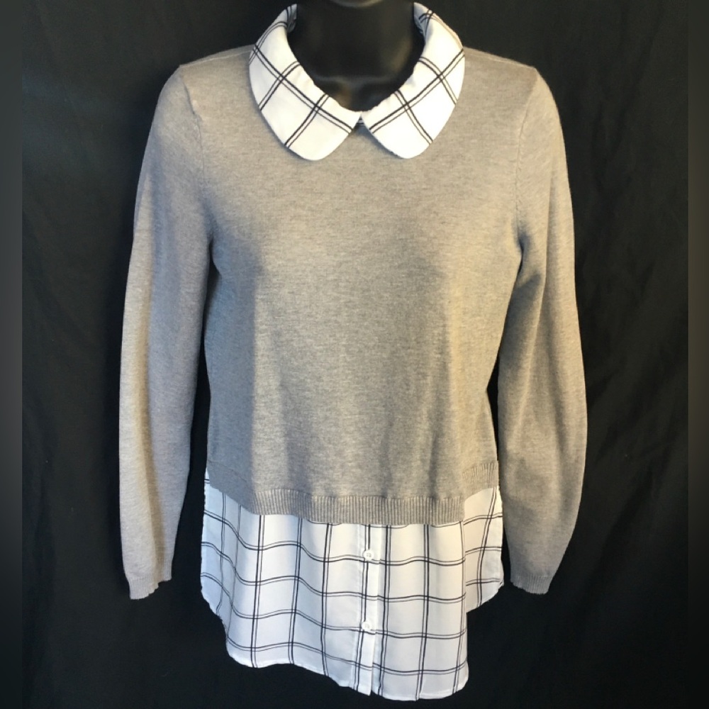 💝ADRIANNA PAPELL Combo Blouse & Sweater Top size S Lightweight shirt